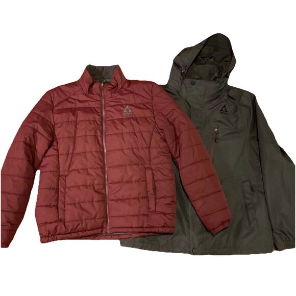 Gerry Sz L Gray 3 In 1 Coat W/ Zip Out Burgundy Jacket Hooded Ski Winter Puffer - Picture 5 of 16